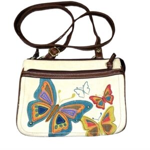 Relic Beautiful Butterfly Medium Purse /Bag Cream Tone & Brown Accents.